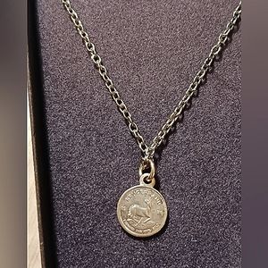 Krugerrand tiny necklace yellow gold 1978 coin pendant